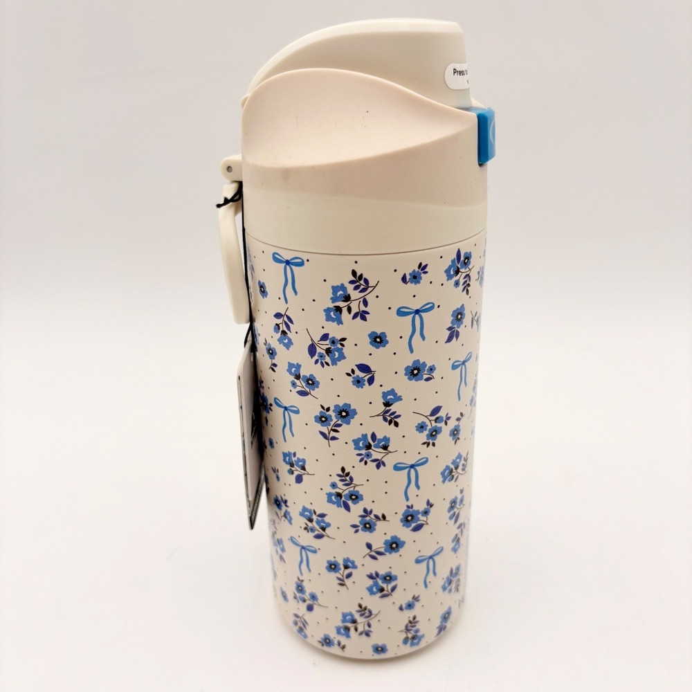 Hydrapeak Oasis Mini 20oz Water Bottle Ivory Blue Floral Bow Artisan Collection